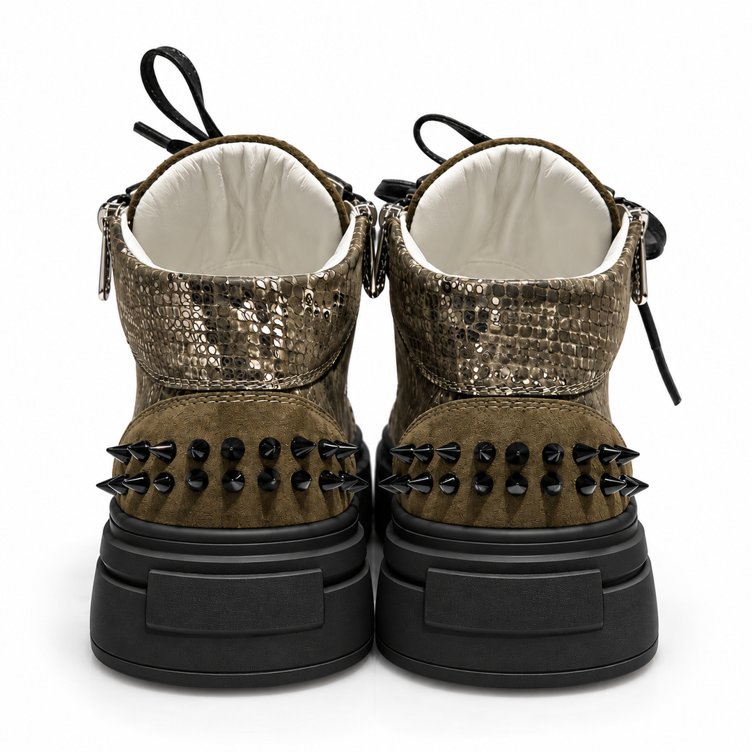 Sneakers Hi-Top, Piele, Olive Python