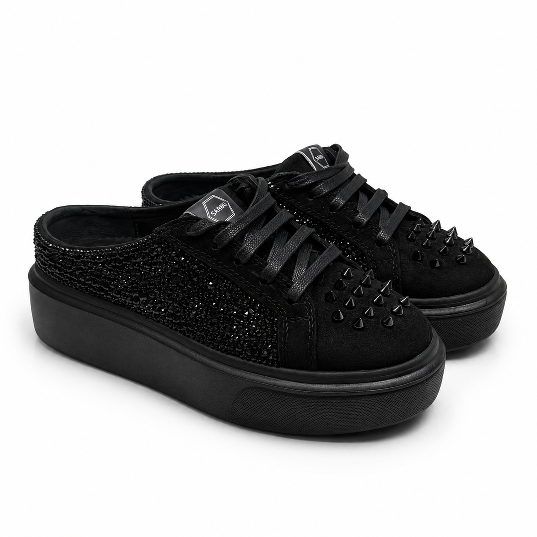 Mule Sneakers, Saboți, Piele, Black Eclipse