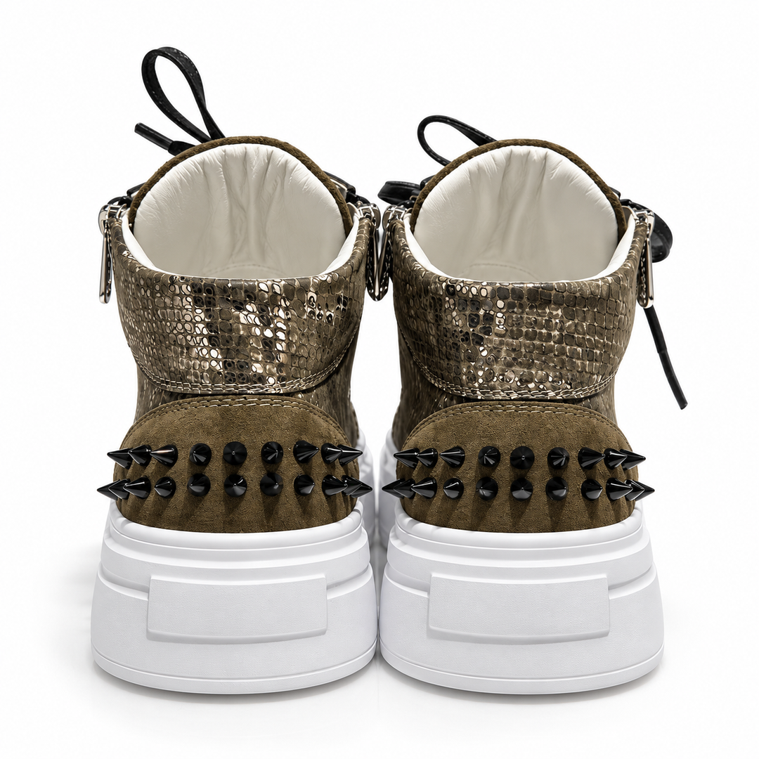 Sneakers Hi-Top, Piele, Olive Python