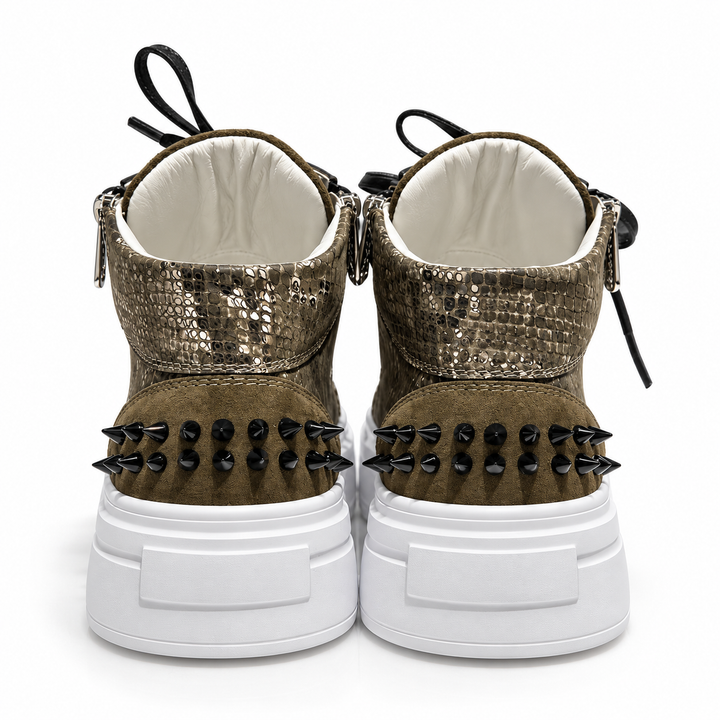 Sneakers Hi-Top, Piele, Olive Python
