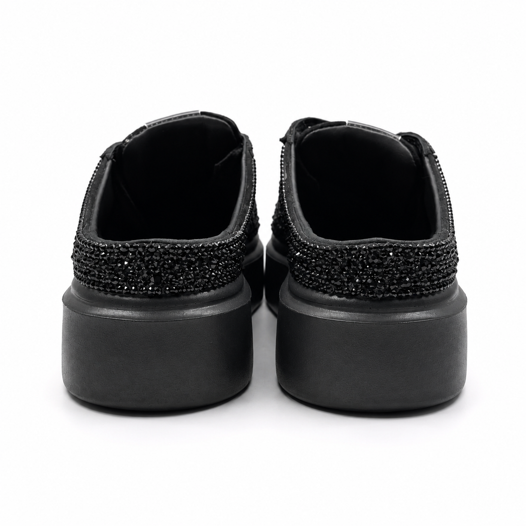 Mule Sneakers, Saboți, Piele, Black Eclipse