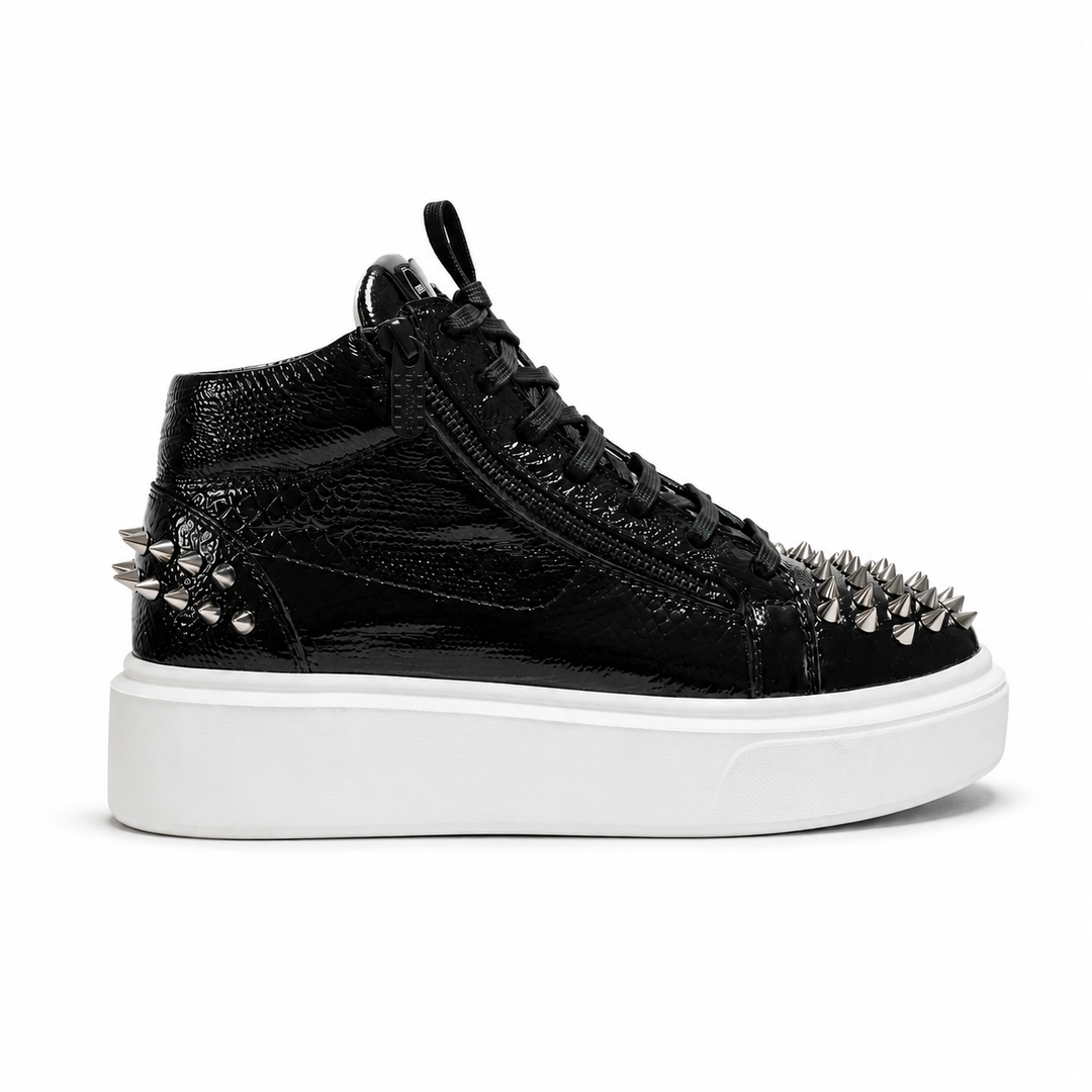 Sneakers Hi-Top, Piele, Noir
