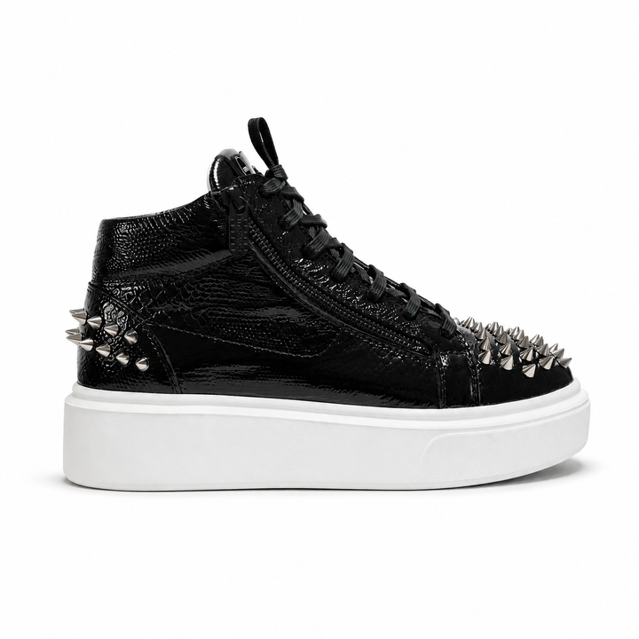 Sneakers Hi-Top, Piele, Noir
