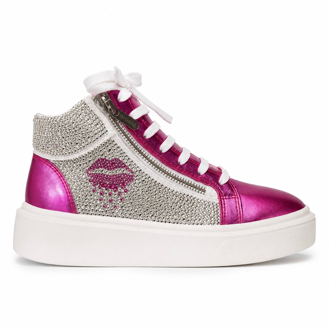 Sneakers Hi-Top, Piele, Cristale, Pink Stardust Crystal