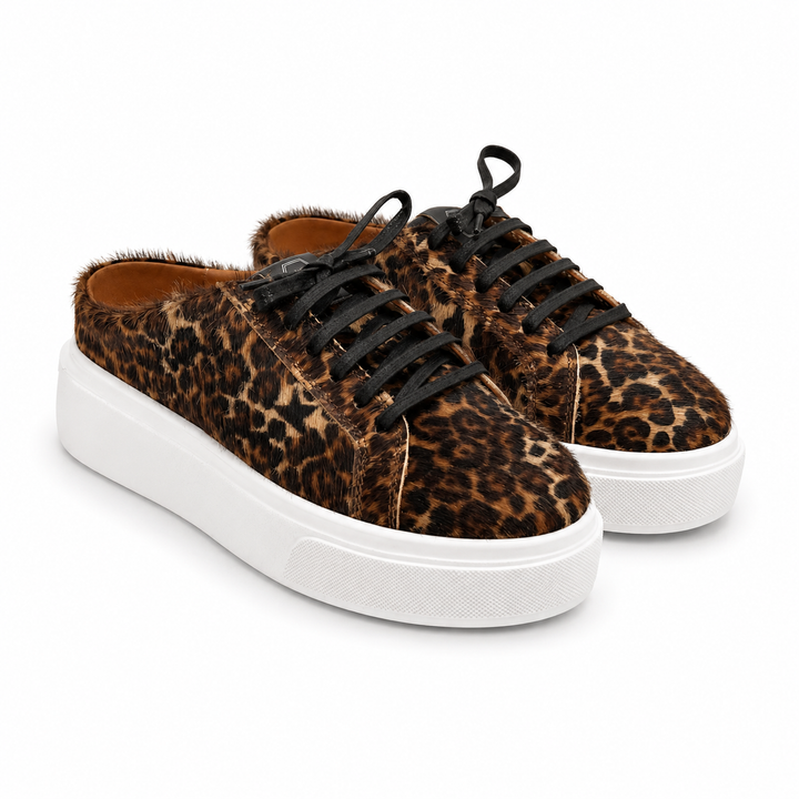Mule Sneakers, Saboți, Piele, Wild Leopard