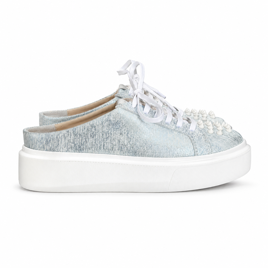 Mule Sneakers, Saboți, Piele, Ice Silver Studs