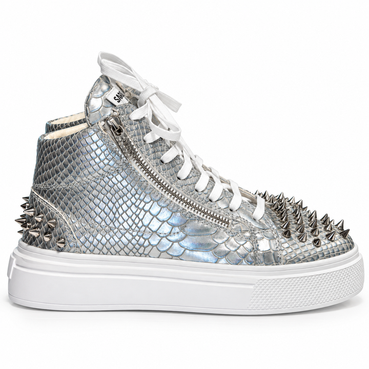 Sneakers Hi-Top, Piele, Frozen Chrome