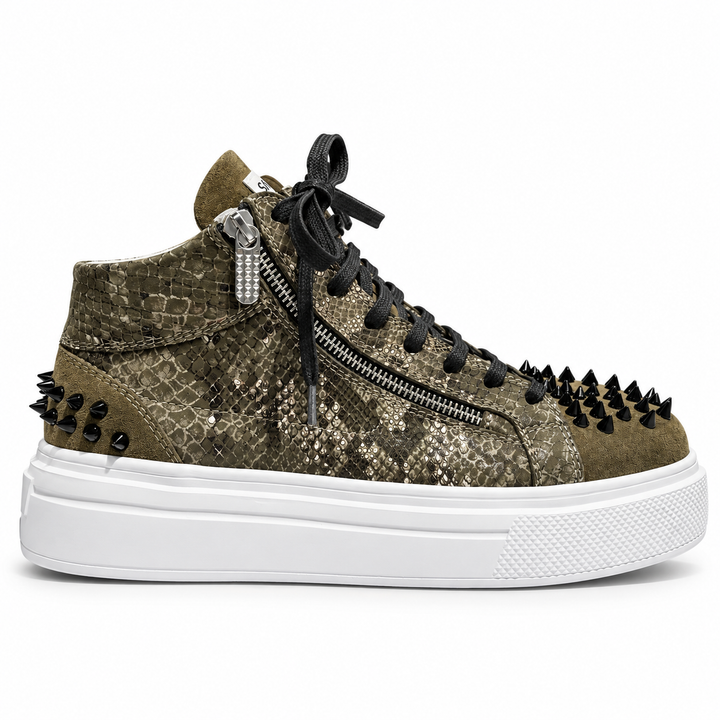 Sneakers Hi-Top, Piele, Olive Python