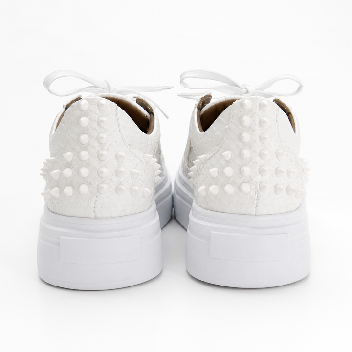 Sneakers Low-Top, Piele, Ivory Python Spike
