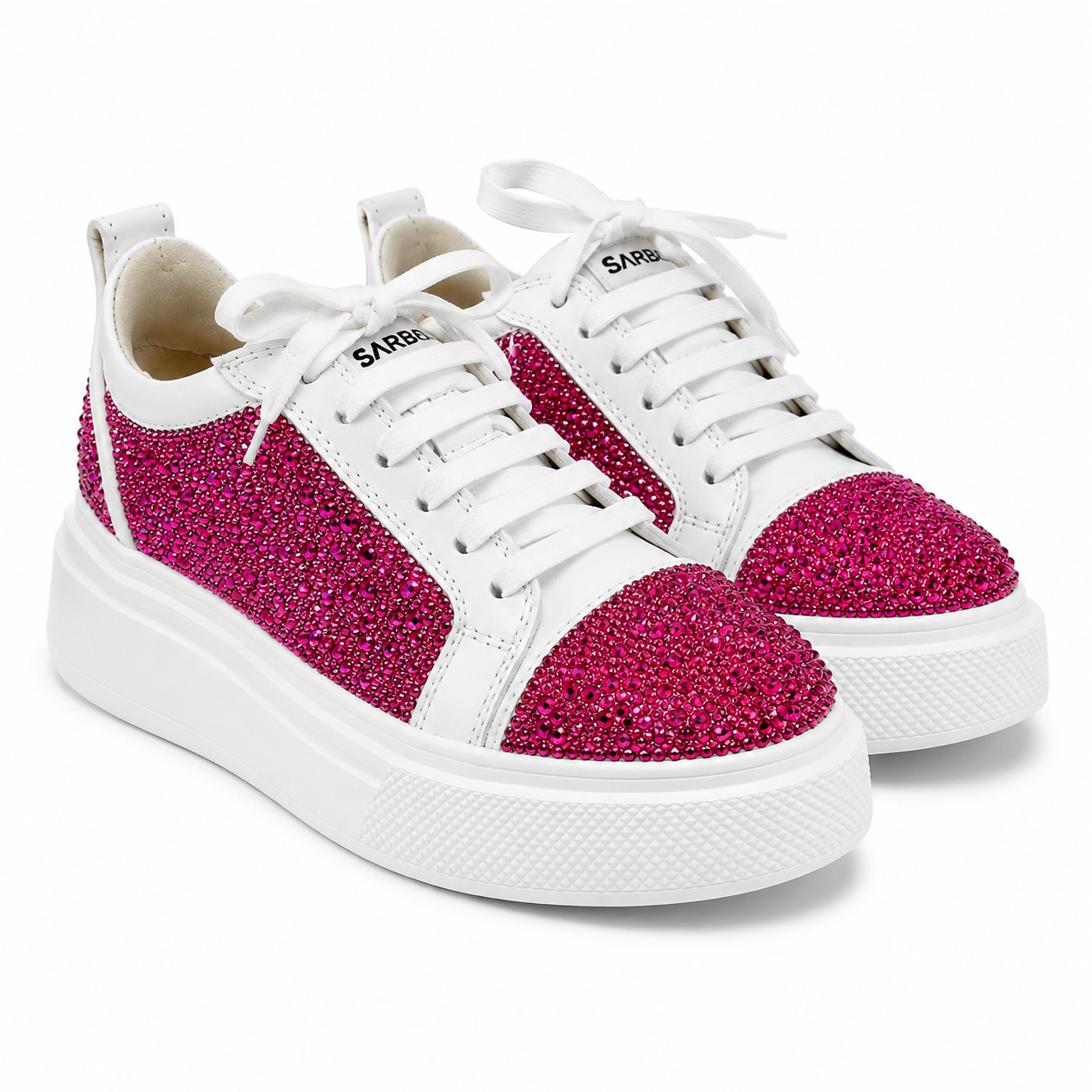 Sneakers Low-Top, Piele, Cristale, Pink Crystal