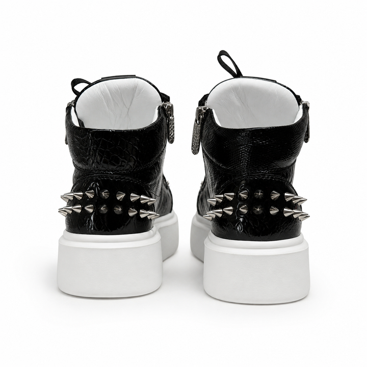 Sneakers Hi-Top, Piele, Noir