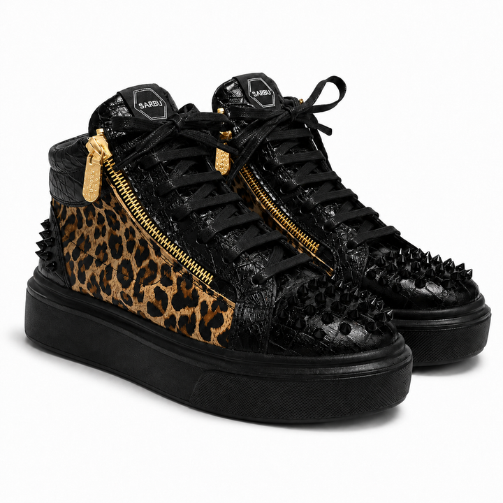 Sneakers Hi-Top, Piele, Panther Leo