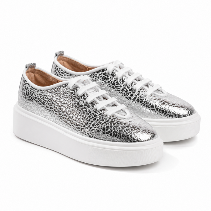 Sneakers Low-Top, Piele, Silver Crush