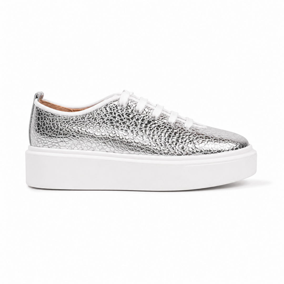 Sneakers Low-Top, Piele, Silver Crush