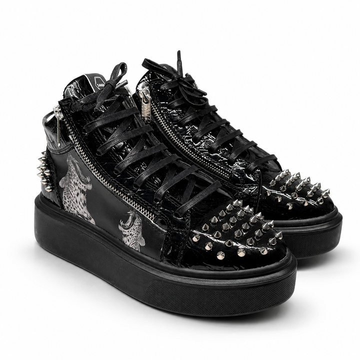 Sneakers Hi-Top, Piele, Wild Noir