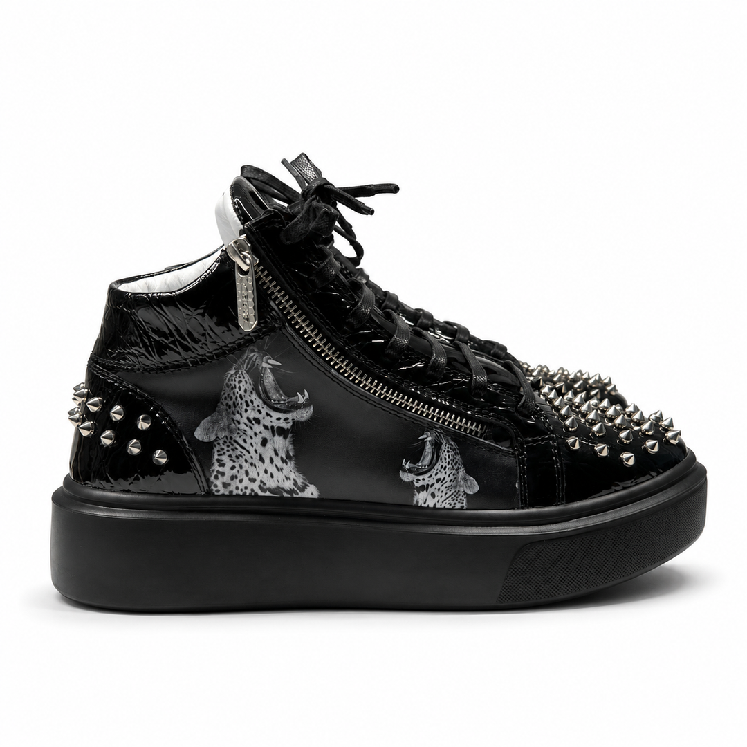 Sneakers Hi-Top, Piele, Wild Noir