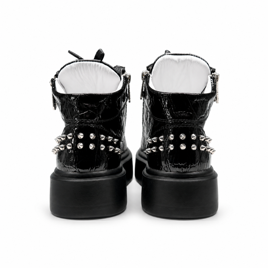 Sneakers Hi-Top, Piele, Wild Noir