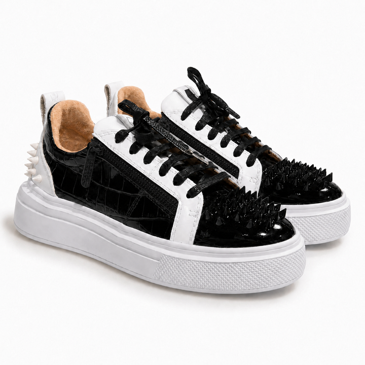 Sneakers Low-Top, Piele, Black Croco