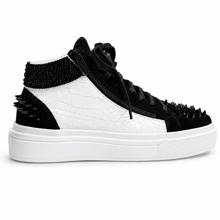 Sneakers Hi-Top, Piele, Cristale, Eclipse Croco Crystal
