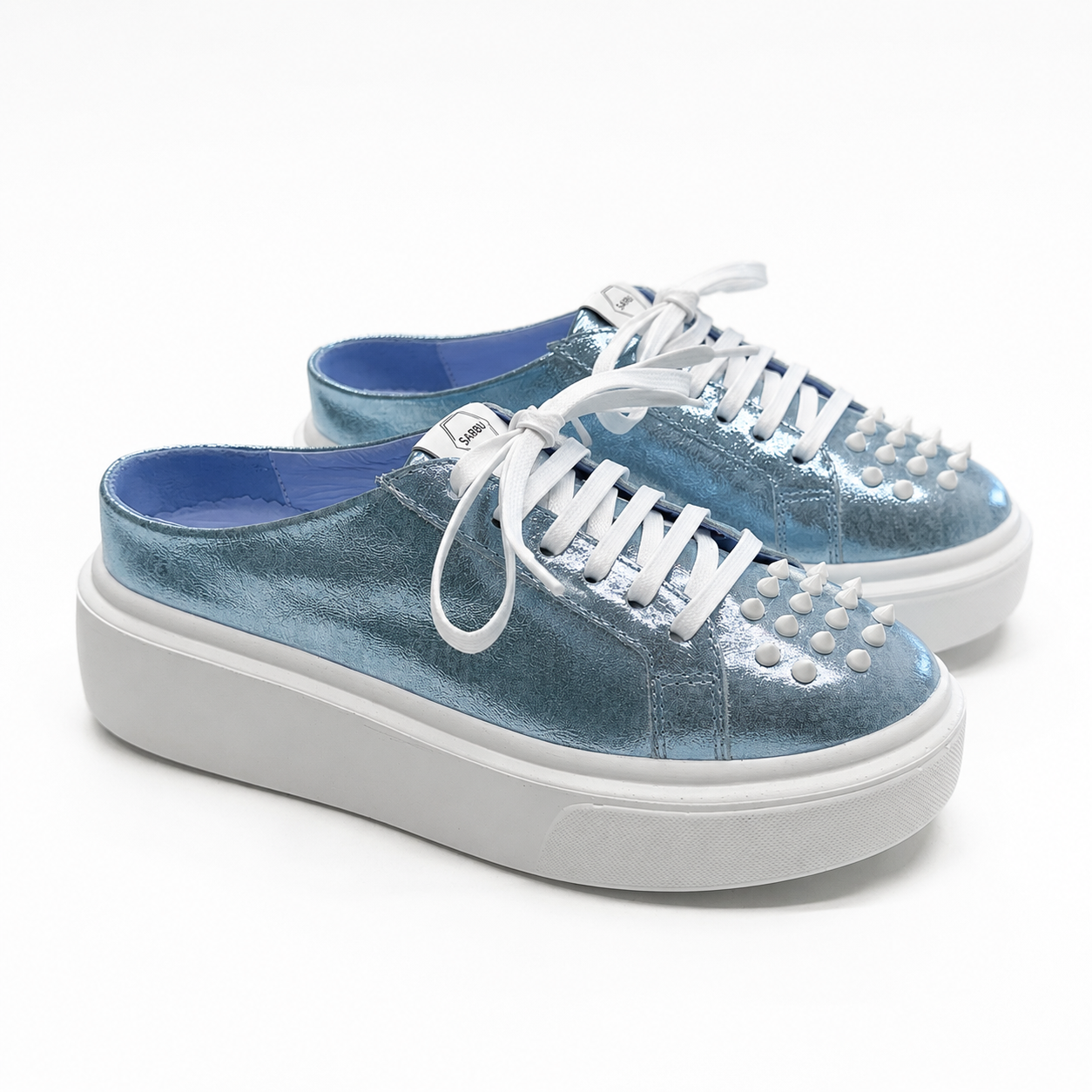 Mule Sneakers, Saboți, Piele, Glacier Blue