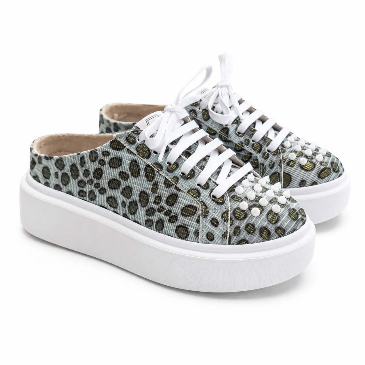 Mule Sneakers, Saboți, Piele, Snake Sage