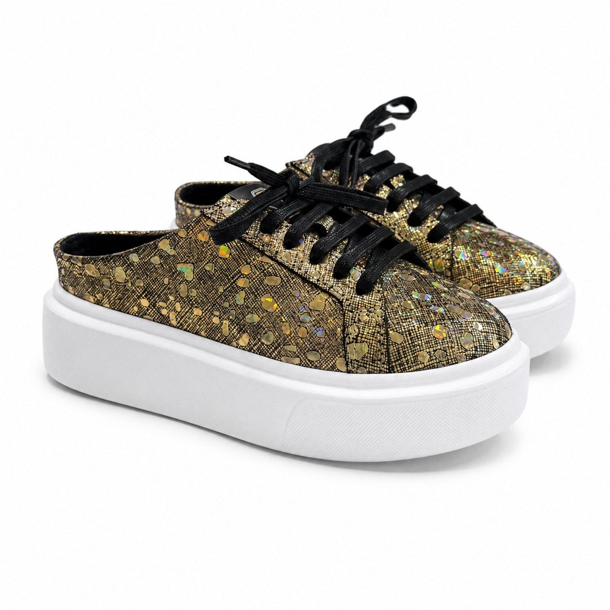 Mule Sneakers, Saboți, Piele, Gold Dust