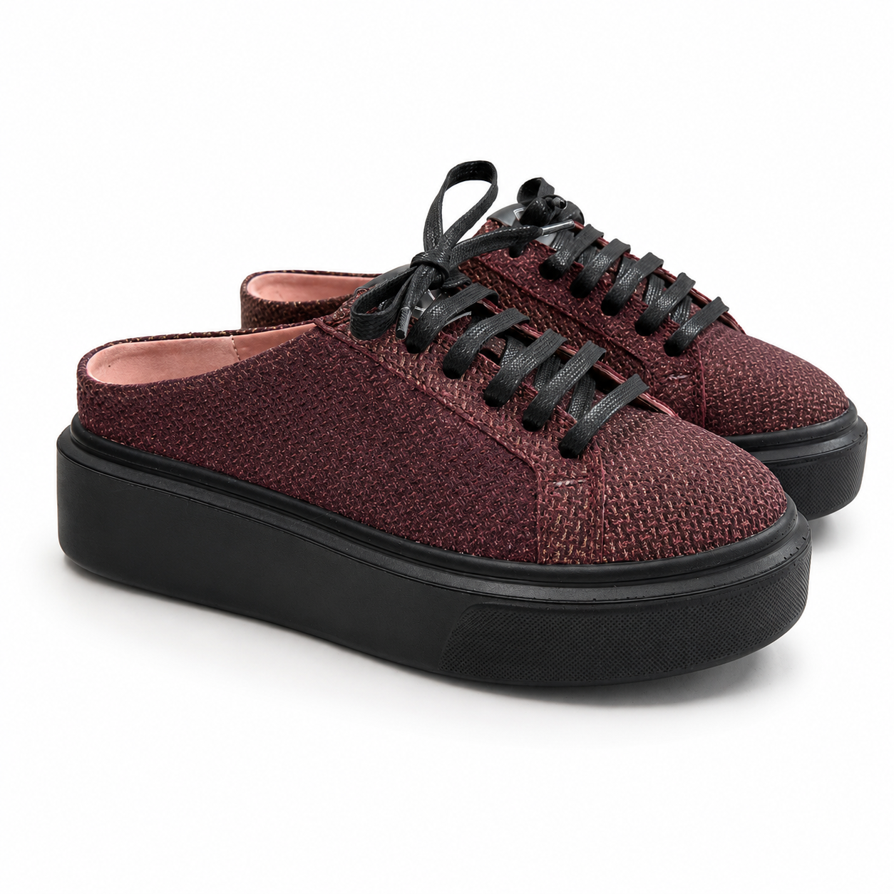 Mule Sneakers, Saboți, Piele, Burgundy Glow