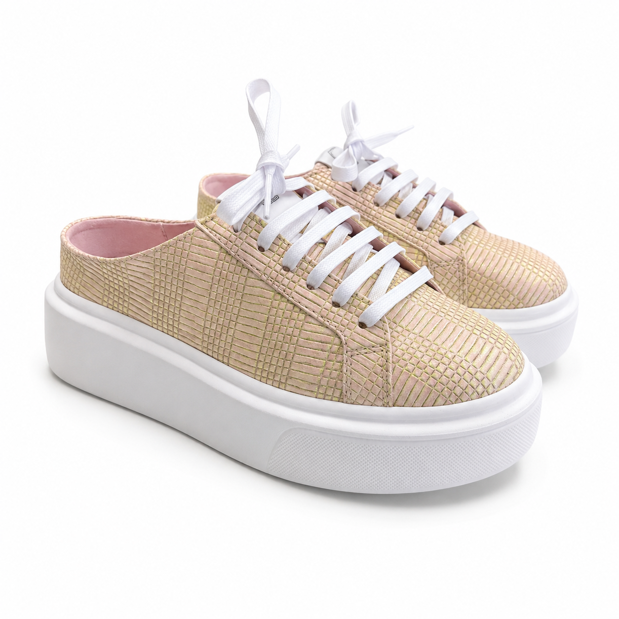 Mule Sneakers, Saboți, Piele, Blush Pearl
