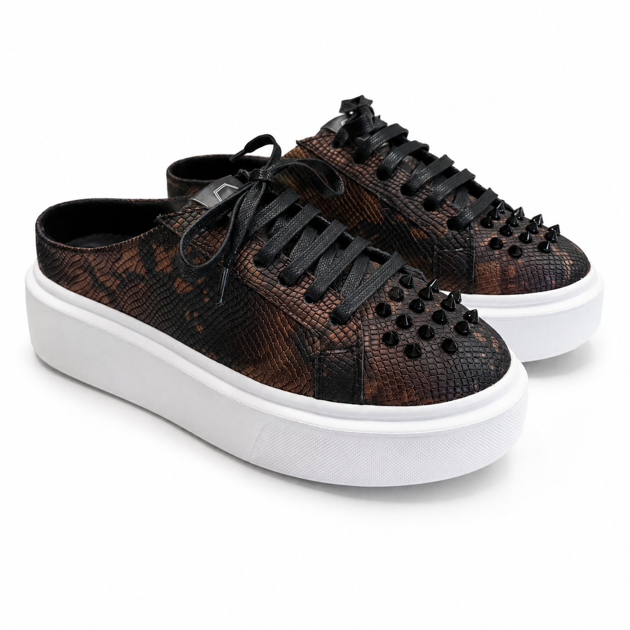 Mule Sneakers, Saboți, Piele, Bronze Python