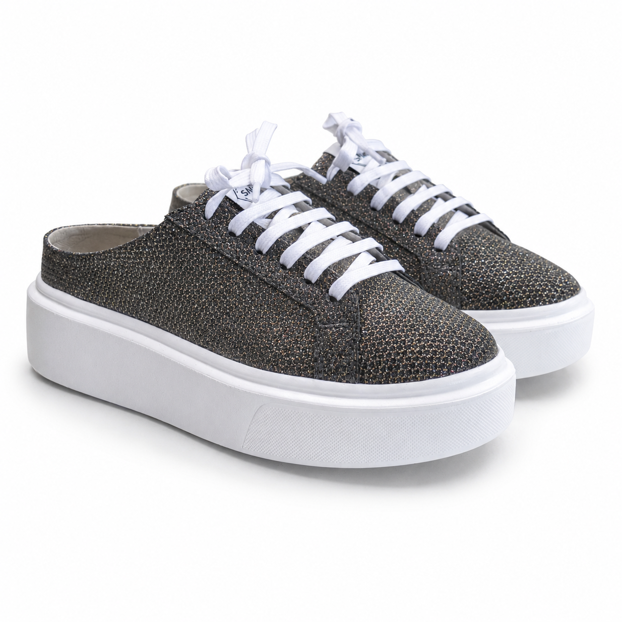 Mule Sneakers, Saboți, Piele, Galaxy Graphite