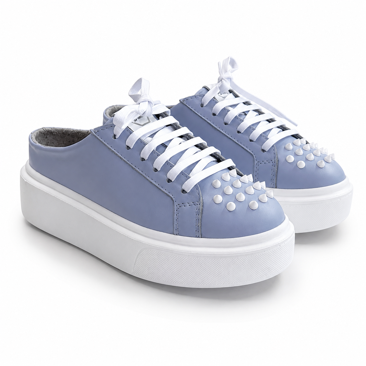Mule Sneakers, Saboți, Piele, Sky Ice