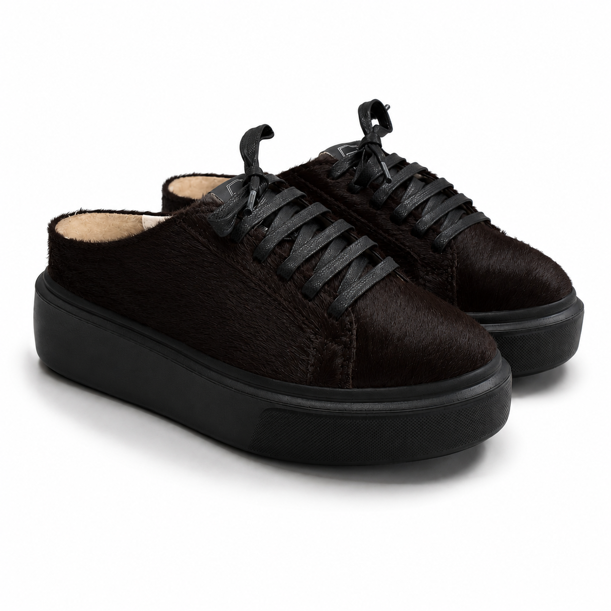 Mule Sneakers, Saboți, Piele, Pony Espresso