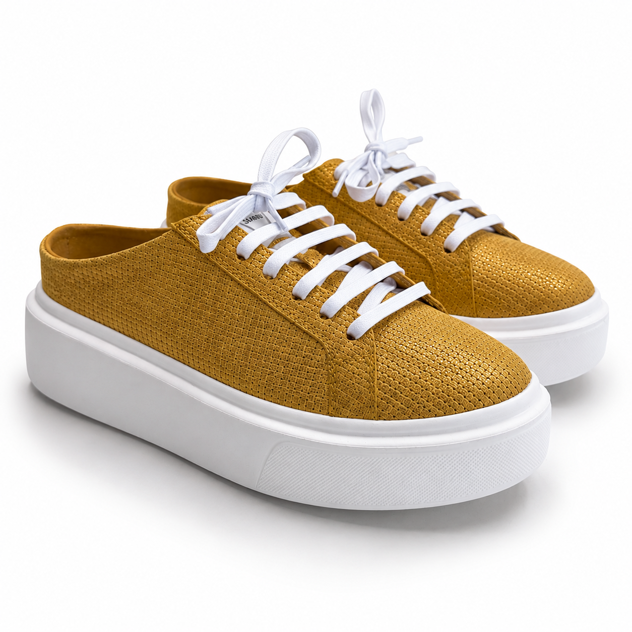 Mule Sneakers, Saboți, Piele, Golden Mustard