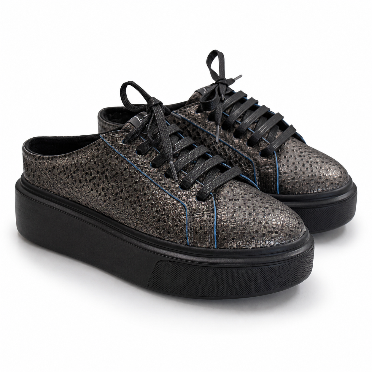 Mule Sneakers, Saboți, Piele, Graphite Eclipse