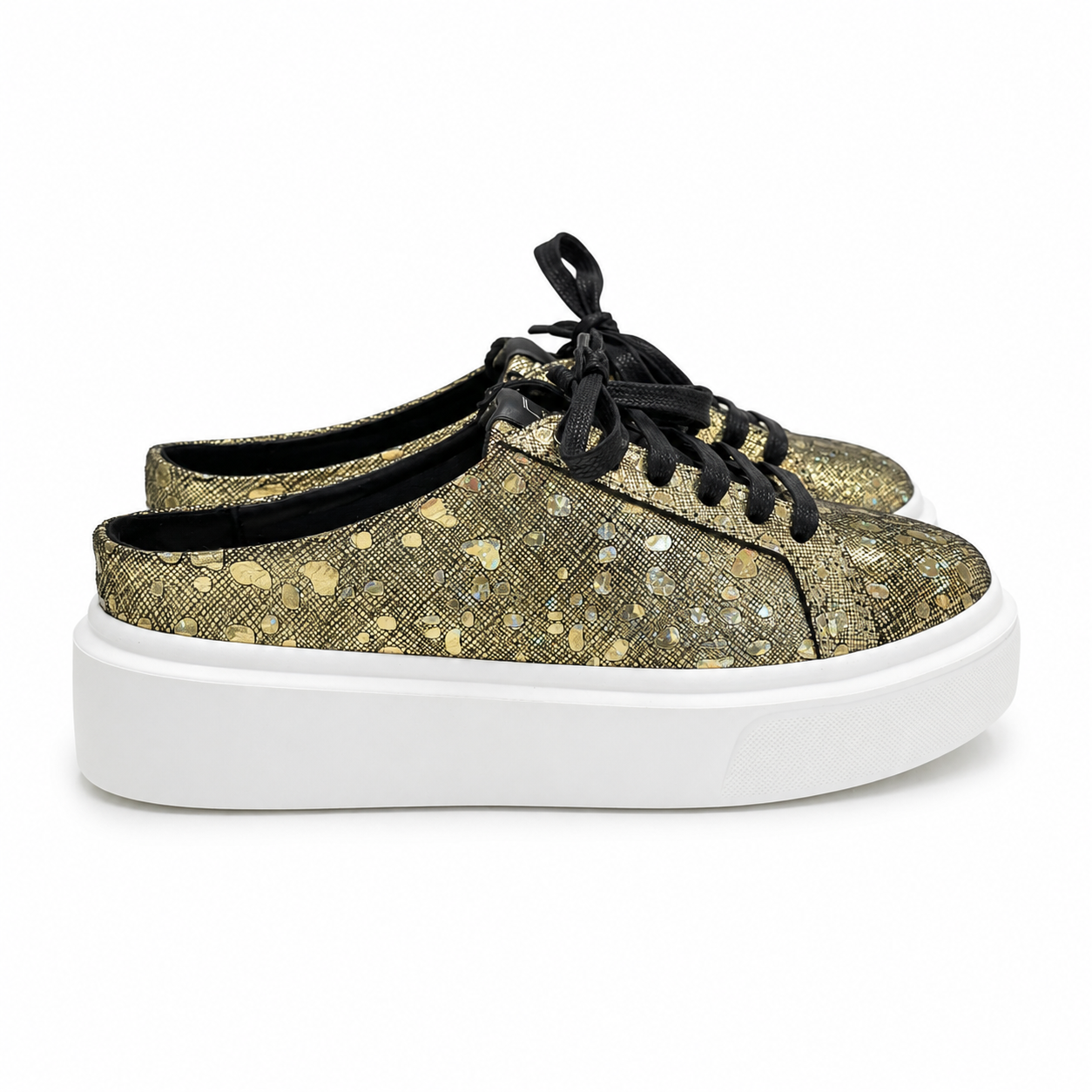 Mule Sneakers, Saboți, Piele, Gold Dust