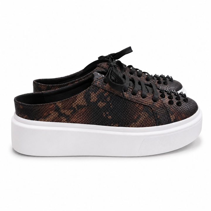 Mule Sneakers, Saboți, Piele, Bronze Python