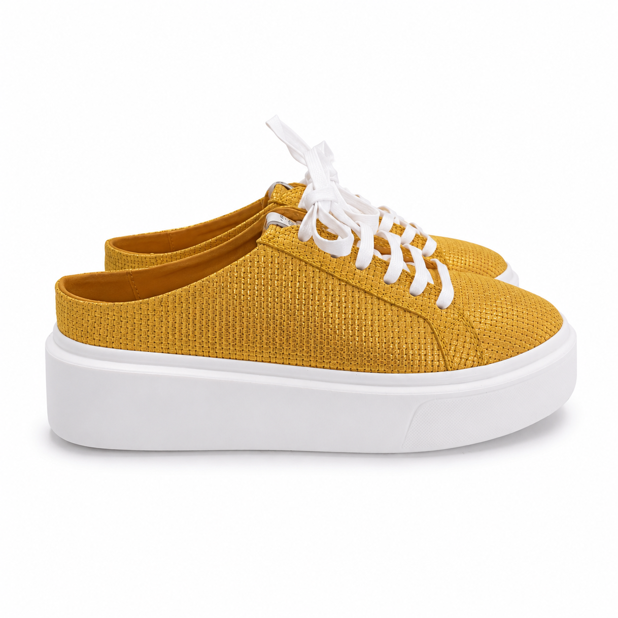 Mule Sneakers, Saboți, Piele, Golden Mustard