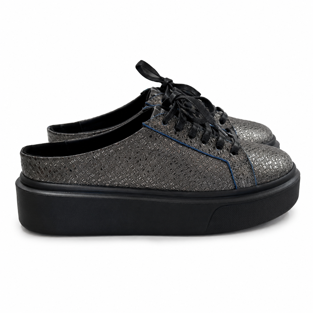 Mule Sneakers, Saboți, Piele, Graphite Eclipse