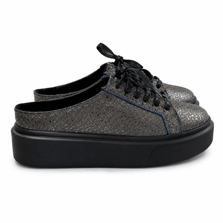 Mule Sneakers, Saboți, Piele, Graphite Eclipse