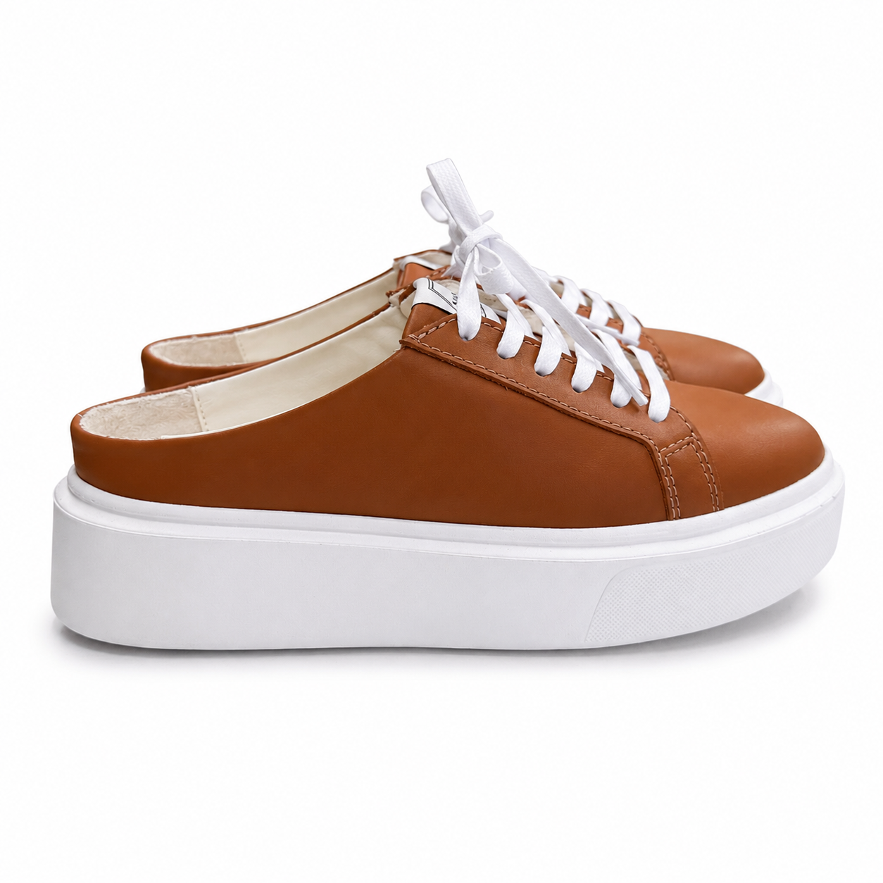 Mule Sneakers, Saboți, Piele, Cognac