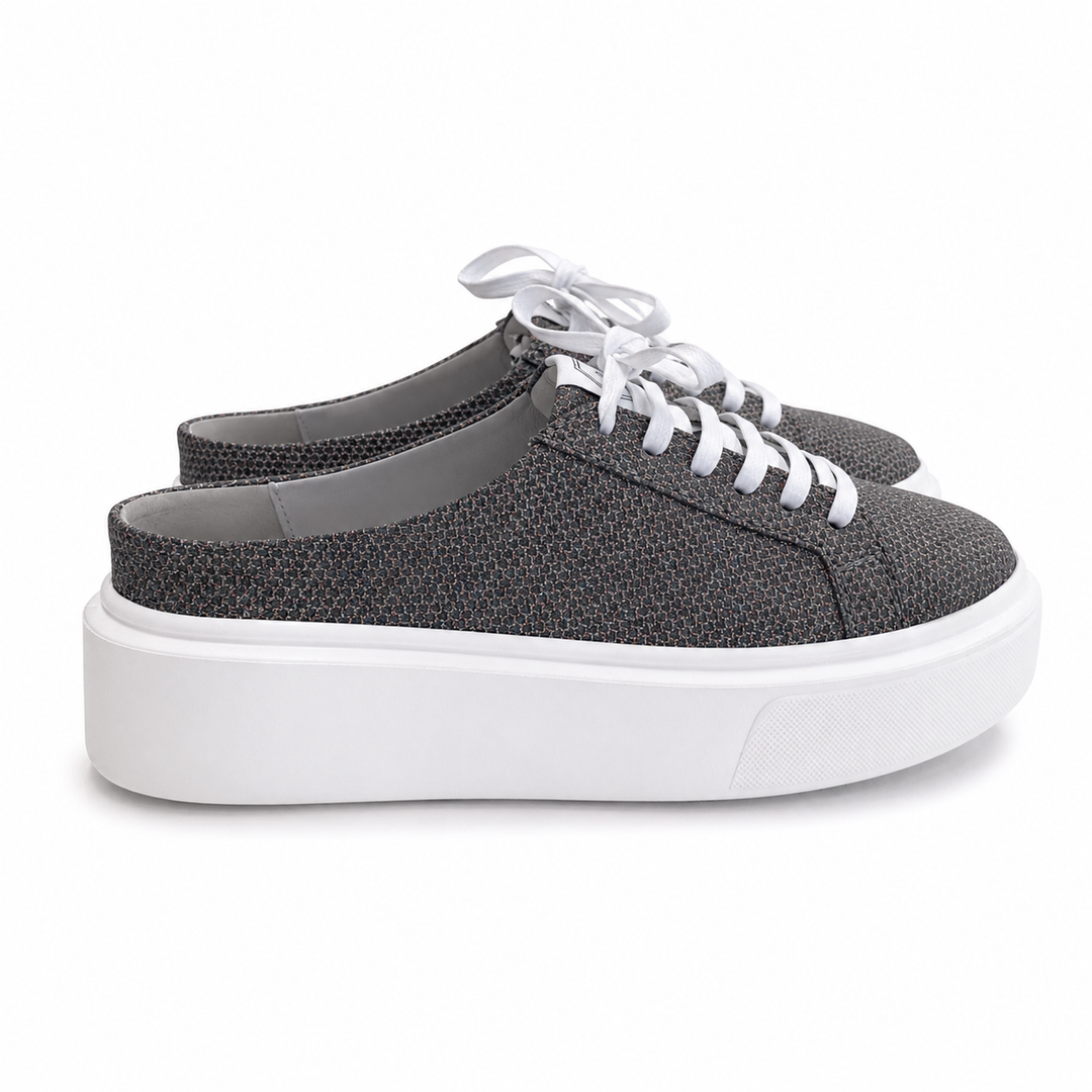 Mule Sneakers, Saboți, Piele, Galaxy Graphite