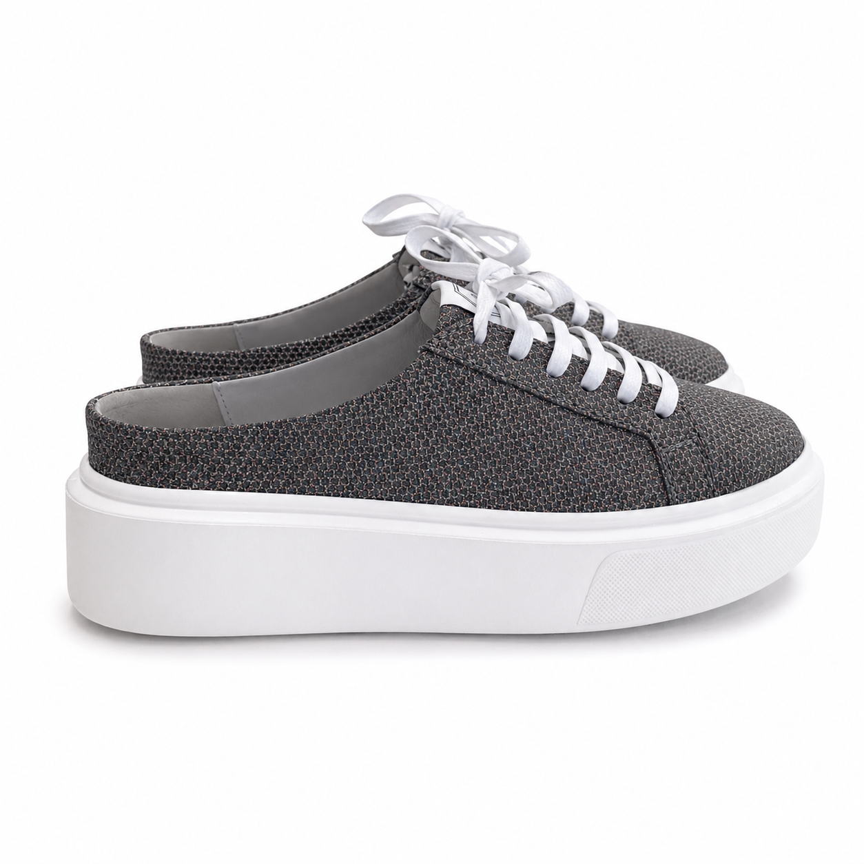 Mule Sneakers, Saboți, Piele, Galaxy Graphite
