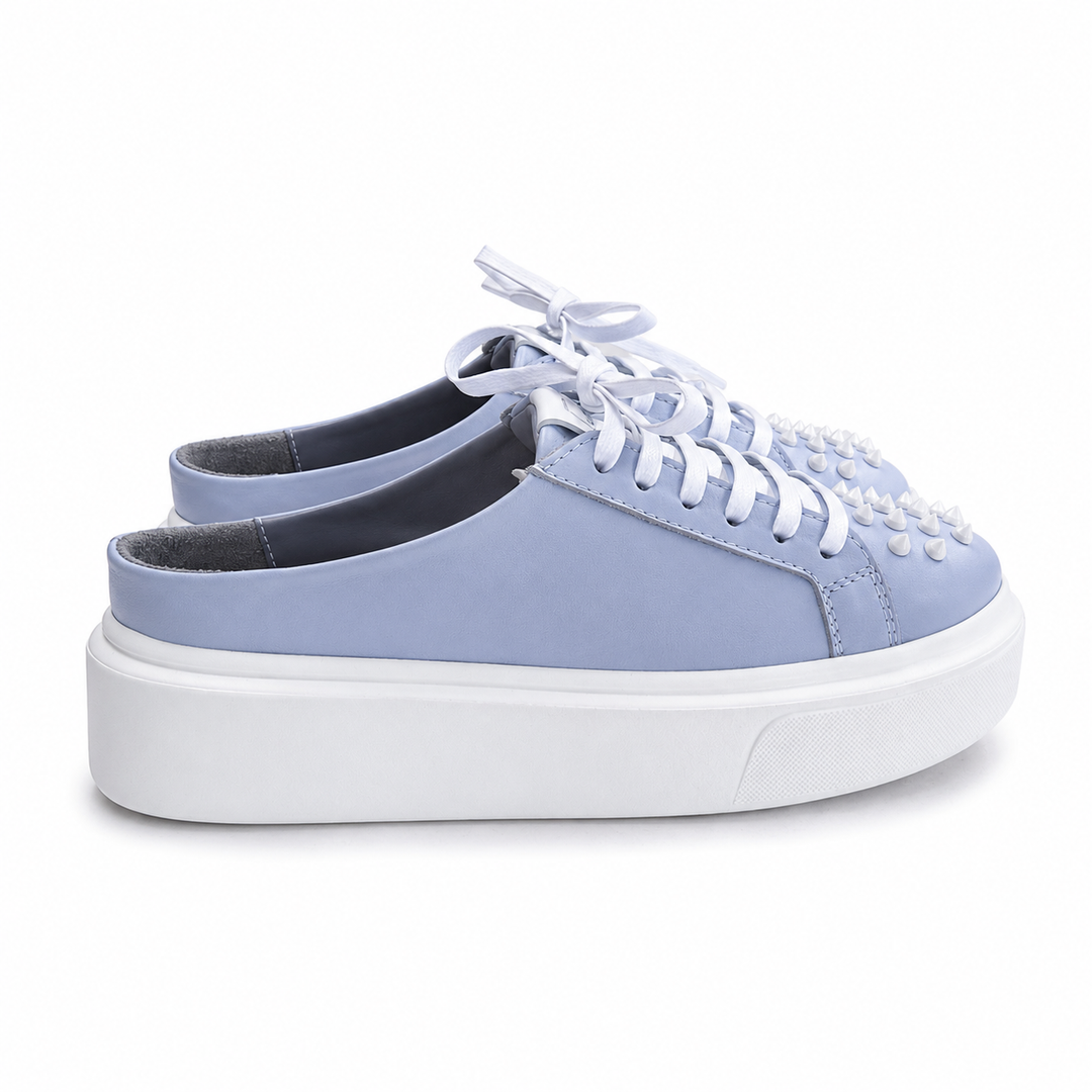 Mule Sneakers, Saboți, Piele, Sky Ice