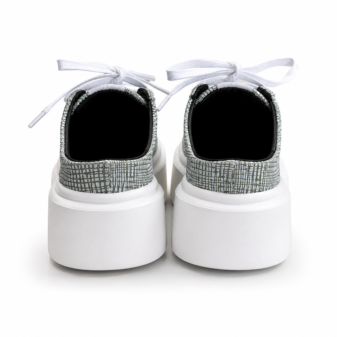 Mule Sneakers, Saboți, Piele, Sage Lizard