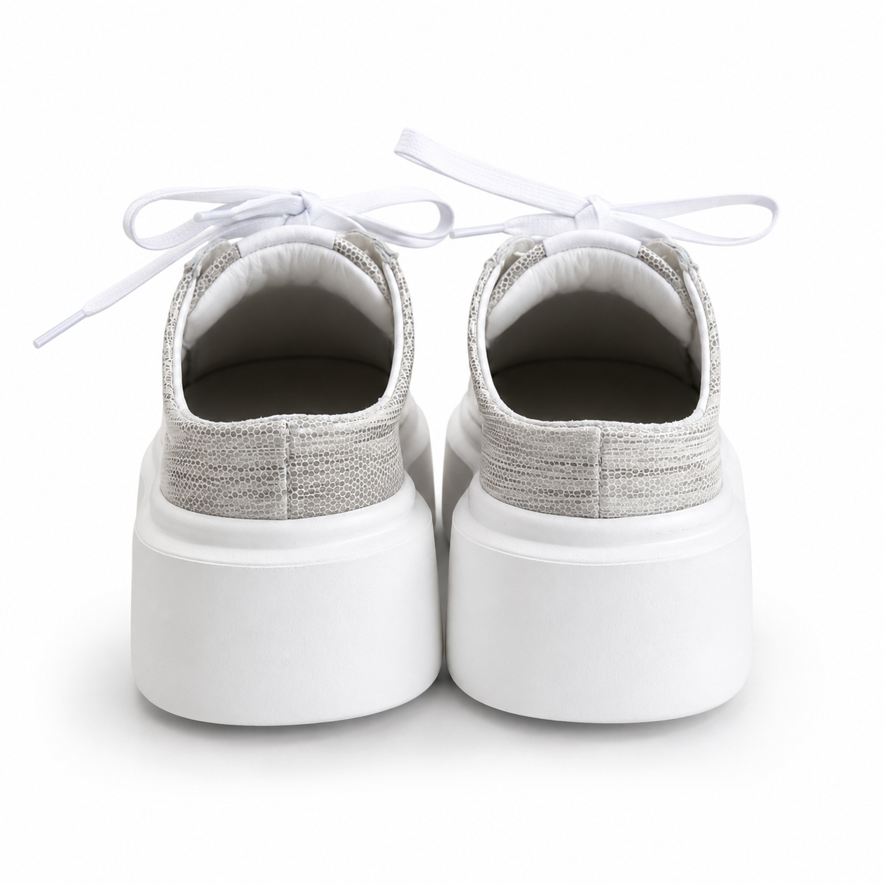 Mule Sneakers, Saboți, Piele, Pearl Lizard