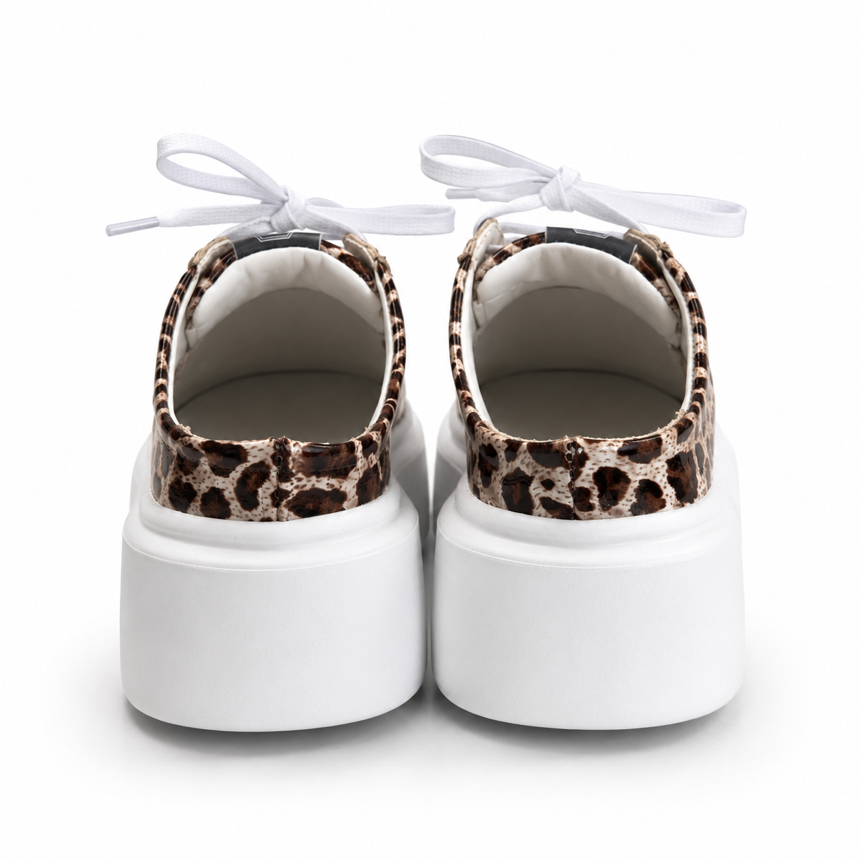 Mule Sneakers, Saboți, Piele, Leopard Ivory