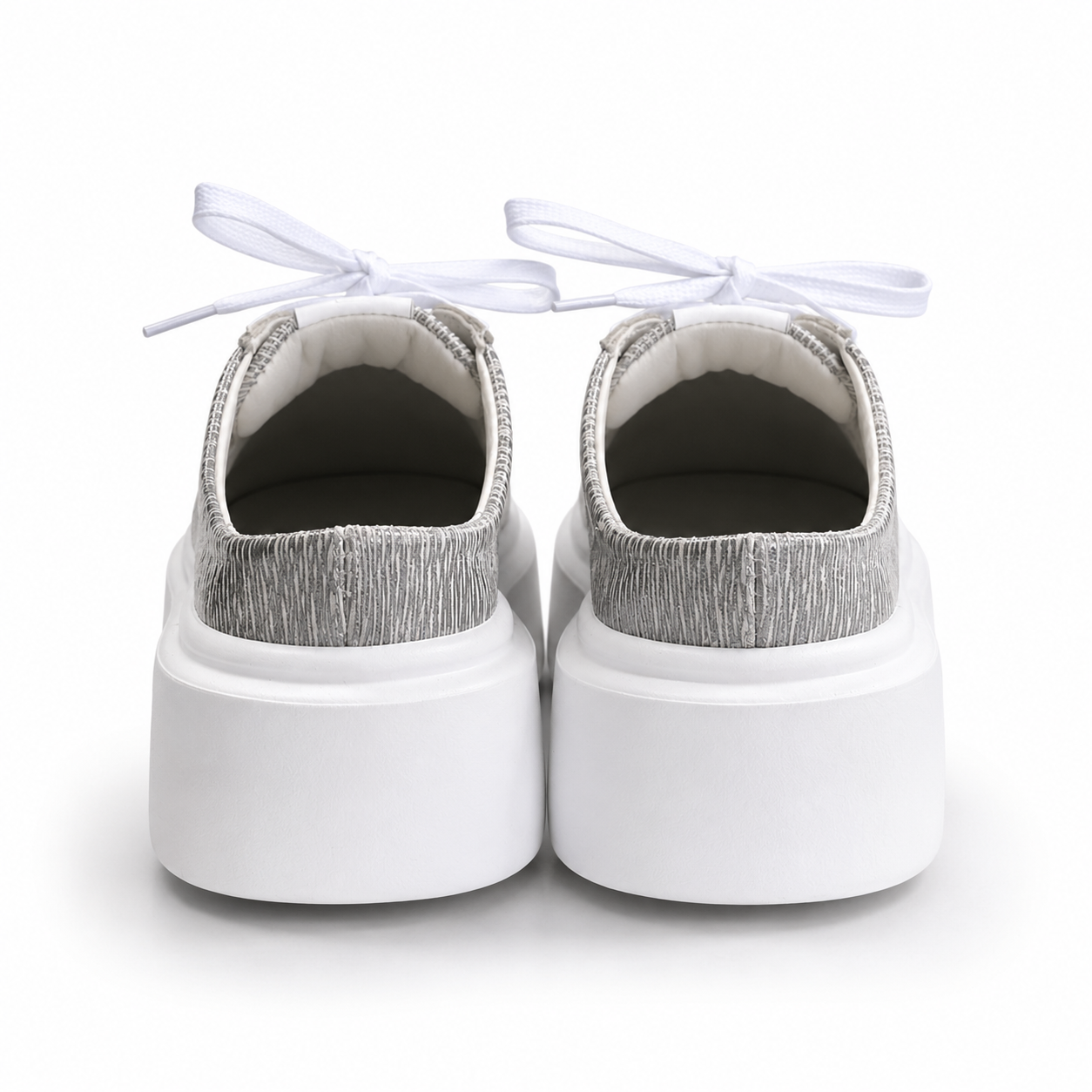 Mule Sneakers, Saboți, Piele, Silver Mist