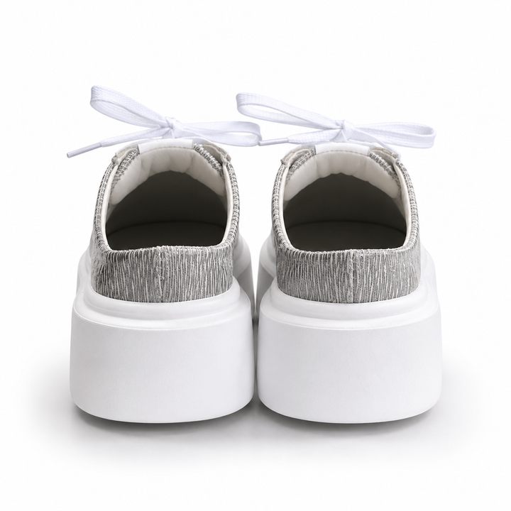 Mule Sneakers, Saboți, Piele, Silver Mist