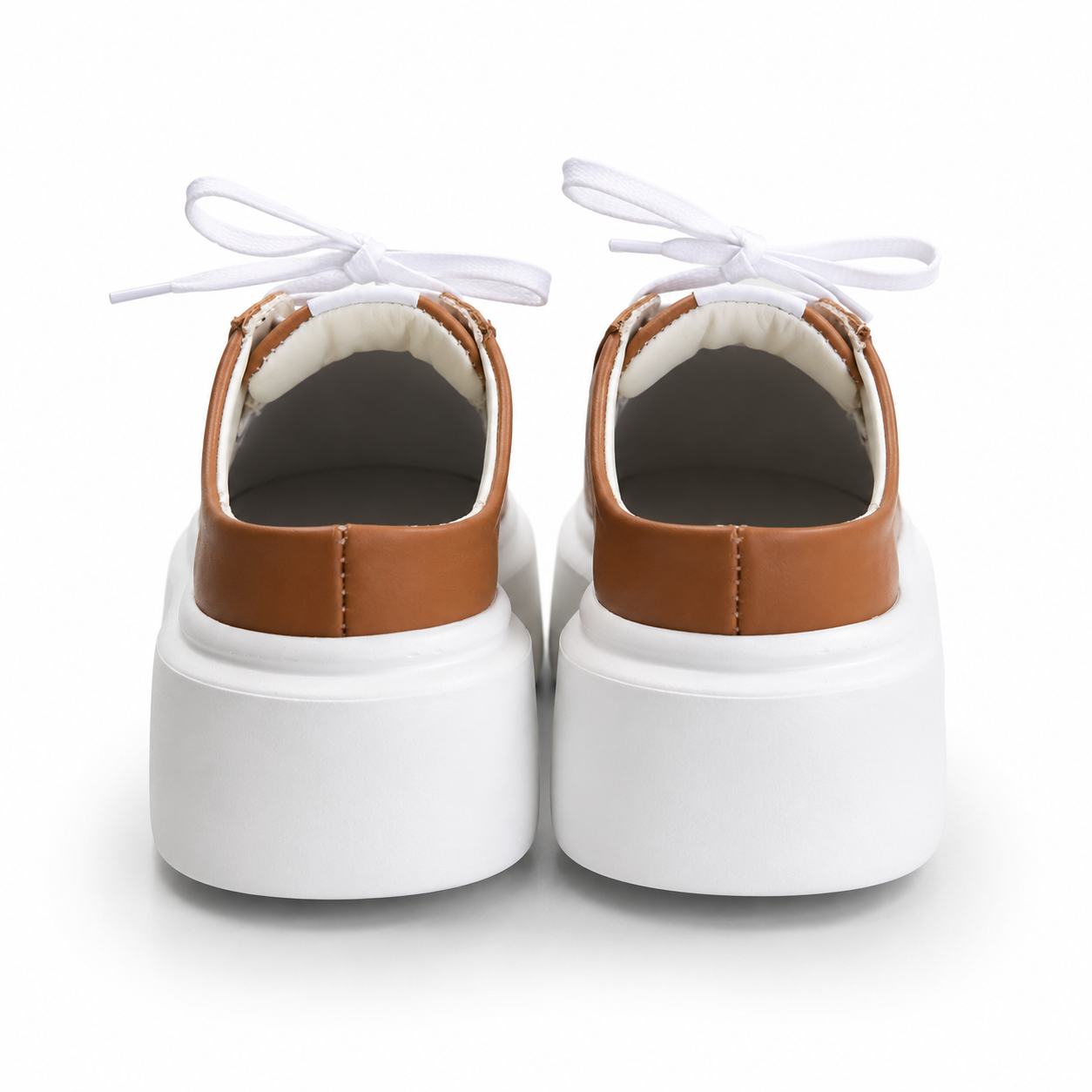 Mule Sneakers, Saboți, Piele, Cognac
