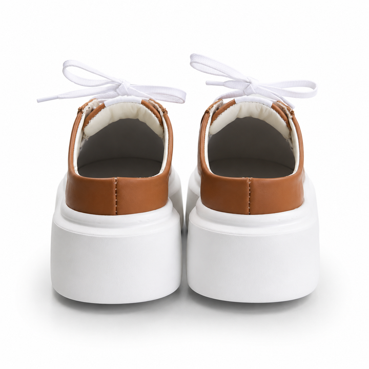 Mule Sneakers, Saboți, Piele, Cognac